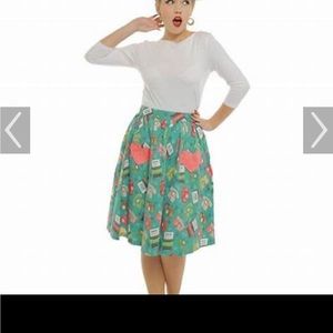 Lindy Bop Bernadette Orange Study Print Swing Skirt US 18 pinup rockabilly